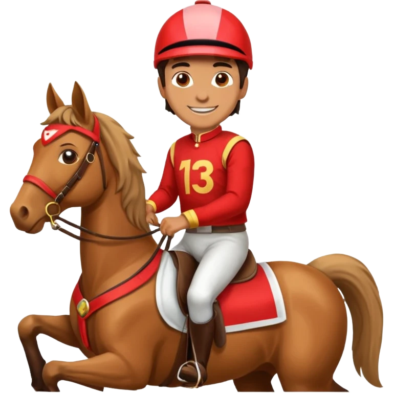 man riding horse wearing racing cloth emoji