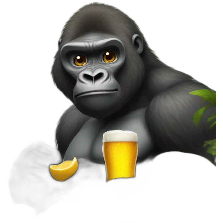Buff Gorilla drinking beer with a girl emoji