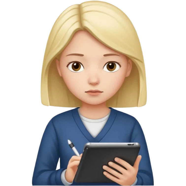 girl taking notes in tablet emoji