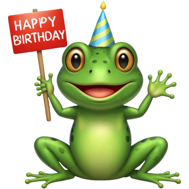 A frog holding a sign that says Happy birthday jibraeel! emoji