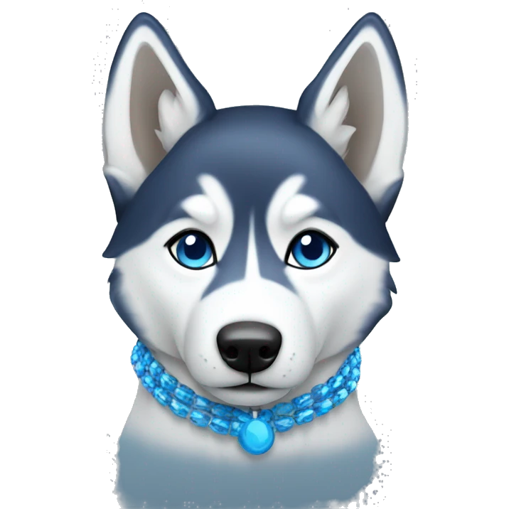 Husky with blue necklace  emoji