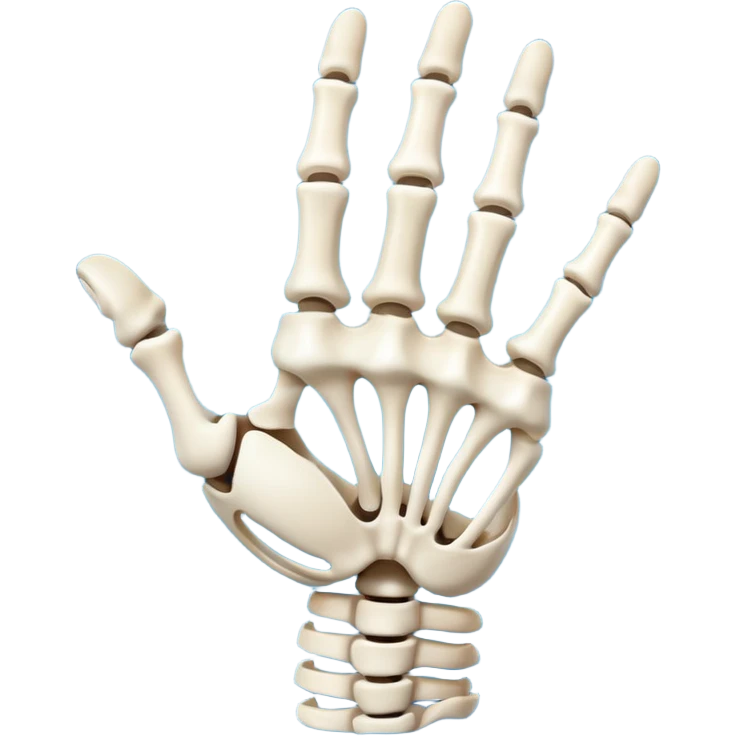 skeleton hand with 4 fingers and a thumb emoji