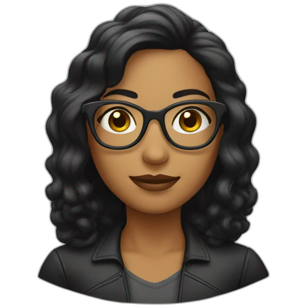 mujer con lentes y de cabello negro emoji
