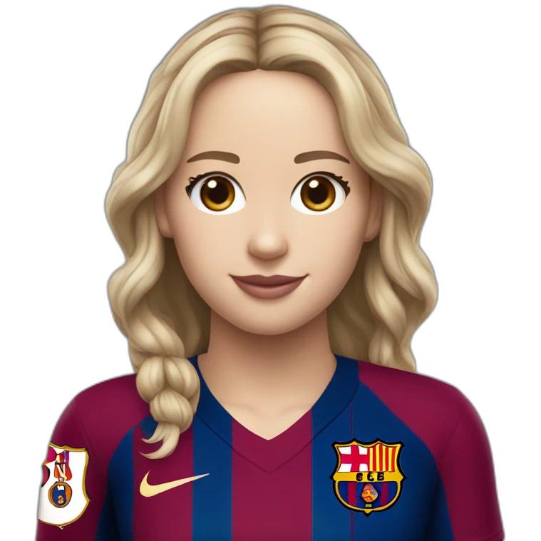 jennifer lawrence wearing fc Barcelona uniform emoji