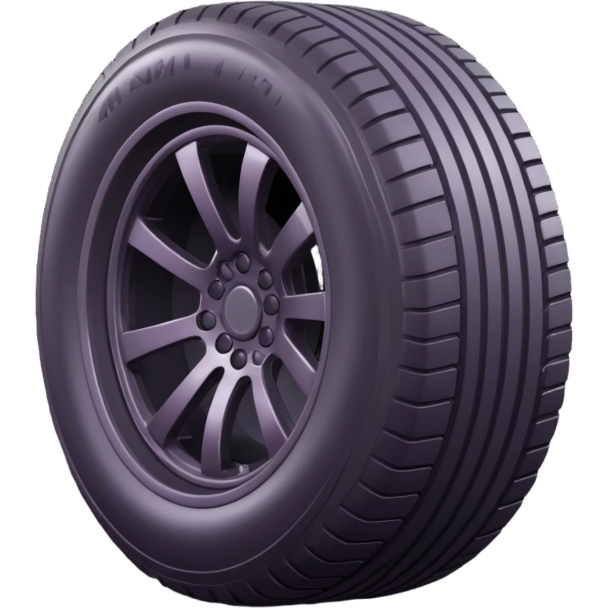 Create a tire emoji that looks exactly like the reference image in iOS emoji style. It should be 3D with shiny, smooth gradients, soft shadows, realistic tire texture, classic emoji look, and add a soft shadow under the tire. emoji