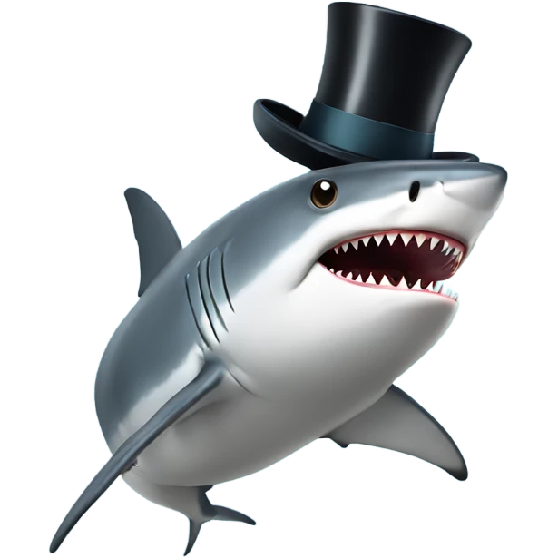 Shark with a top hat emoji