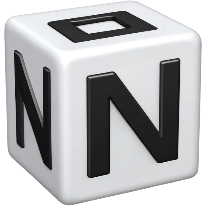 A white toy with a big black letter "N" on it emoji