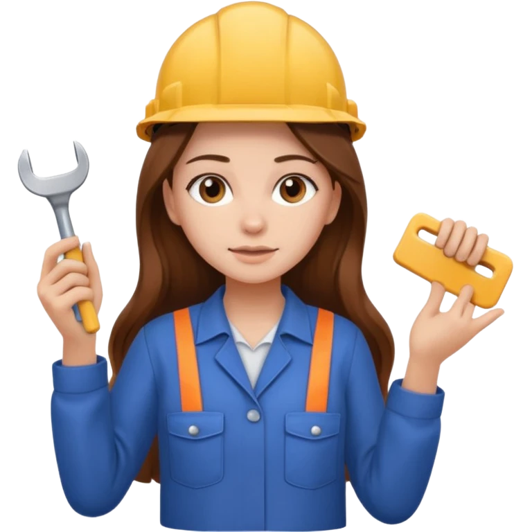 beautiful girl with long brown hair constructing new bathroom emoji