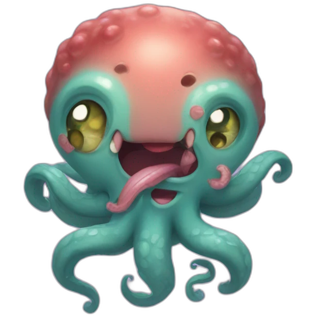cute kraken cute face having a heart attack emoji