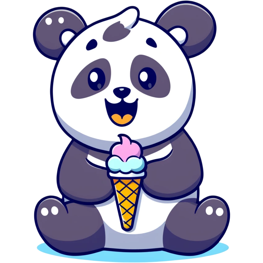panda eating ice cream emoji