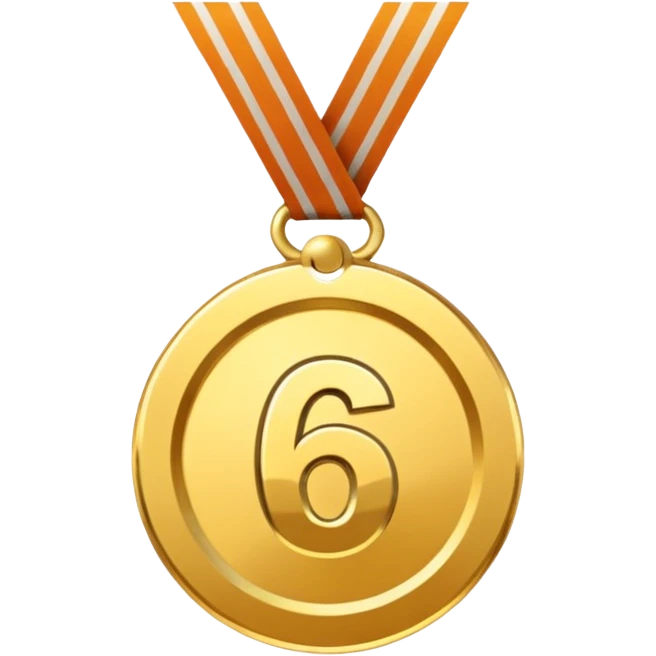 sixth place medal with number 6 on it emoji