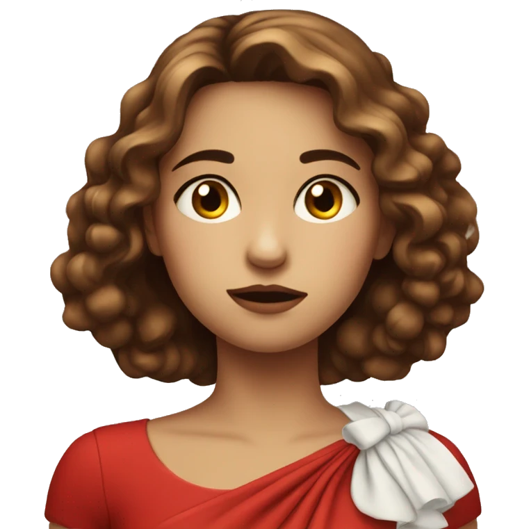 beautiful girl in red dress with sad face emoji