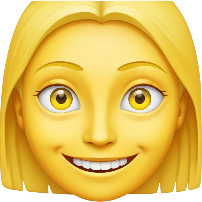 A face smiling with yellow skin and different coloured eyes emoji