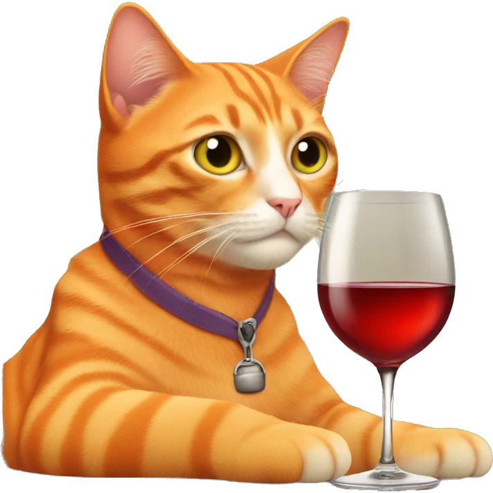 Orange cat drinking wine emoji
