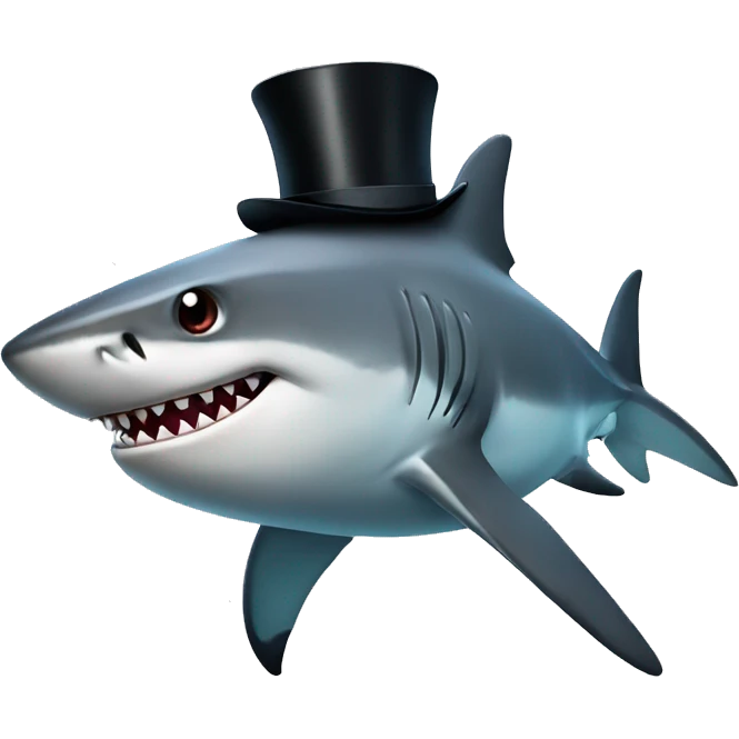 Shark with a top hat emoji