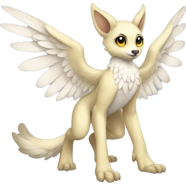 Anthro shy winged animal hybrid full body emoji