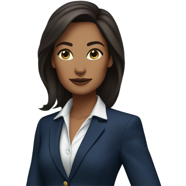 Boss brunette woman in navy blue suit emoji