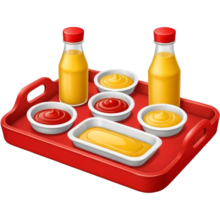 a small tray have 2 sides, ketchup and mustard emoji