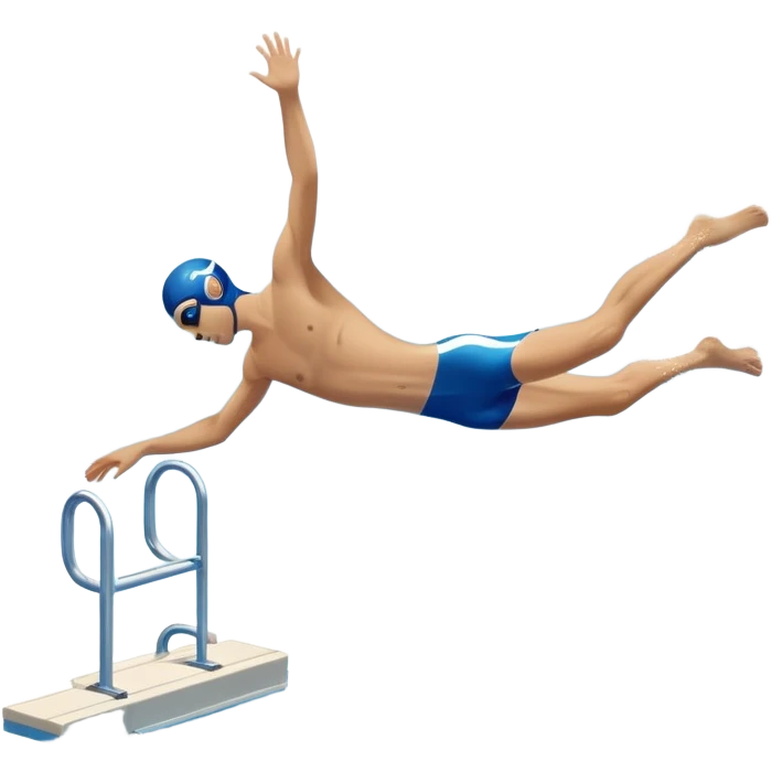 An icon showing an athlete mid-flip diving from a high springboard into a clear blue pool. The design captures the elegance of the twist, the splash below, and the height of the jump. Transparent background emphasizes the precision, grace, and thrill of diving as a sport. emoji