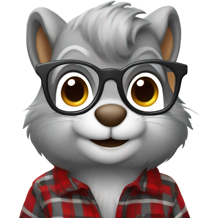 Squirrel with glasses and flannel shirt grey hair emoji