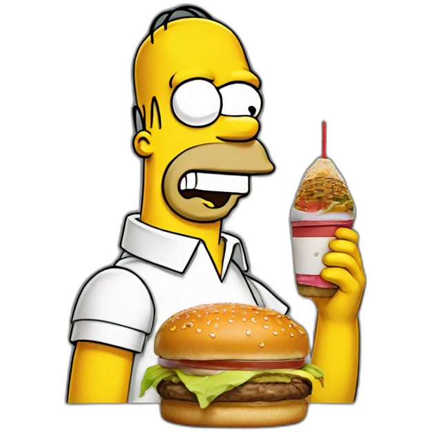 Homer Simpson mangeant un burger emoji
