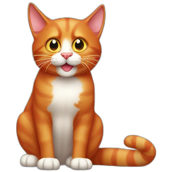 Red cat with a long tongue hanging out emoji