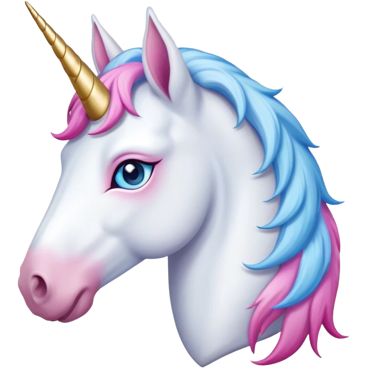 head of an anthropomorphised female unicorn horse, relaxed pose emoji
