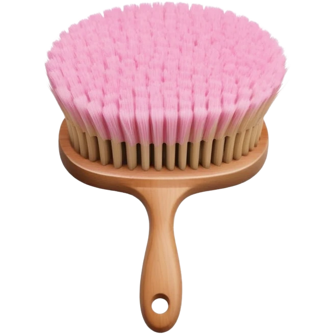 Soft pastel pink body brush with wooden handle, minimal background emoji