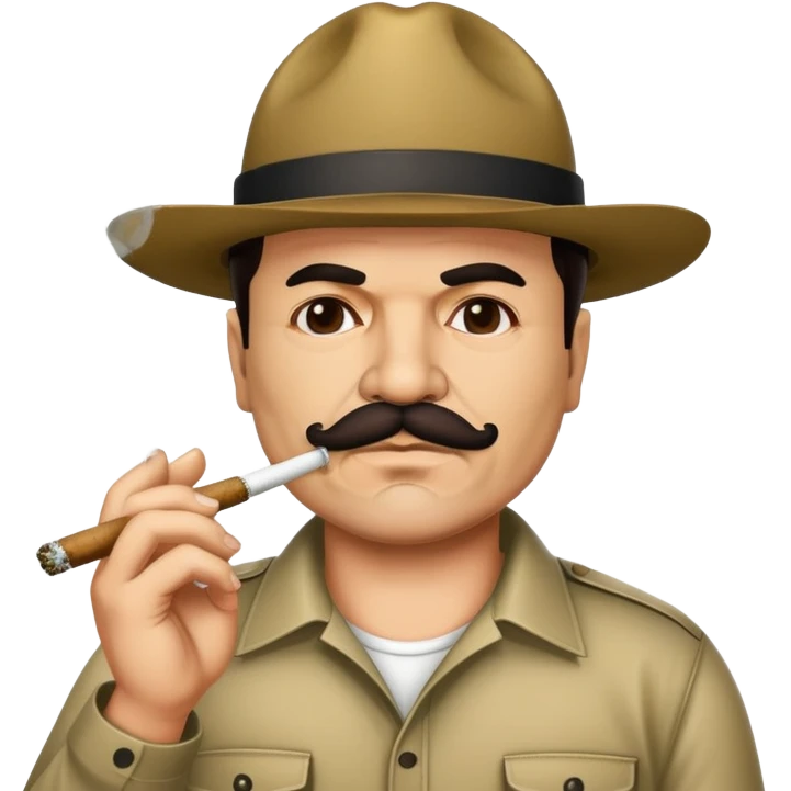 El Chapo Guzman with mustache smoking a marijuana joint emoji