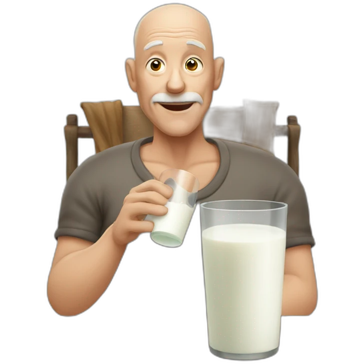 Old bald man drinking milk emoji