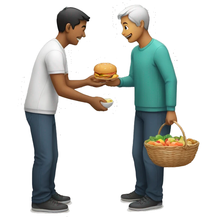 Person giving food to another person emoji