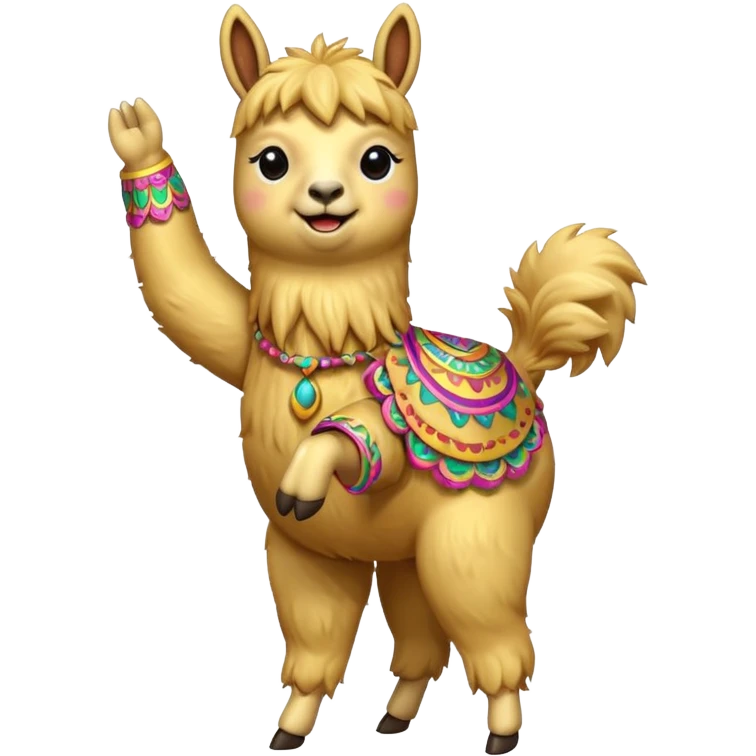 A small golden llama dancing emoji