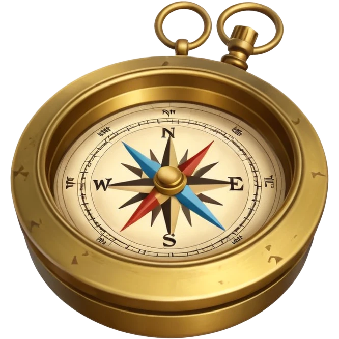 pirate compass object icon, brass compass, adventure style, 3D cartoon, mobile game icon style, centered, clean background, no text, no watermark
 emoji