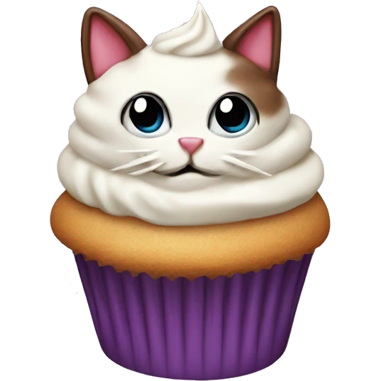 Cupcake with a Cat head and cream on top emoji