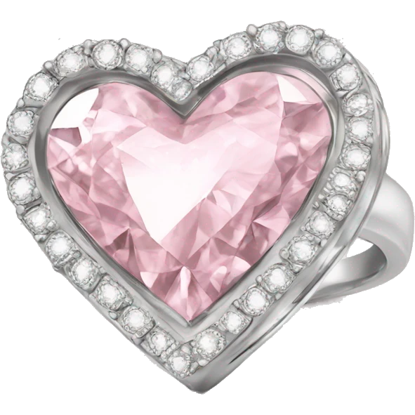Diamond silver  ring light pink heart emoji