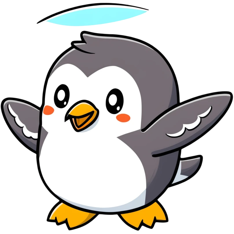 cute penguin with airplane wings emoji