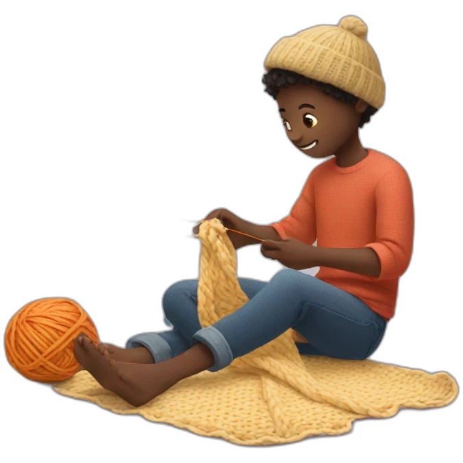 Black boy knitting emoji