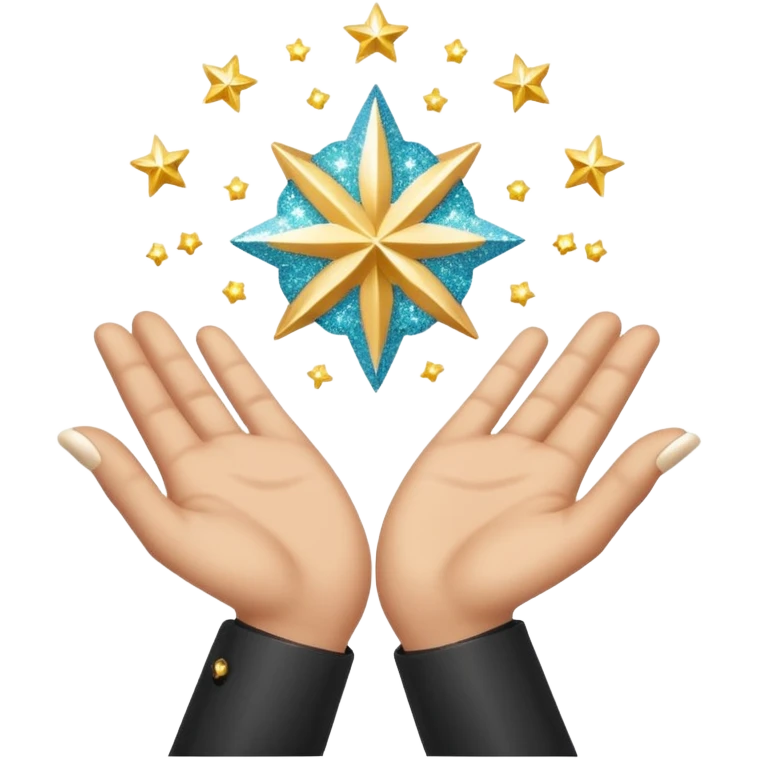 Ανοιχτα χερια με γκλιτερ γραφει συμβολισμος emoji