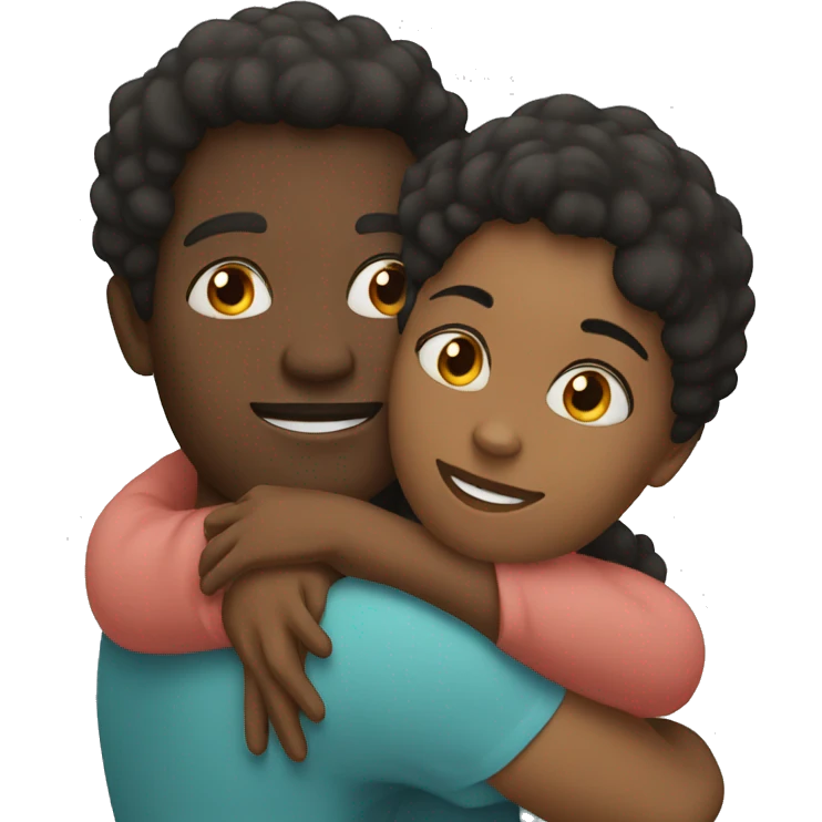 Two black people hugging each other, one of them is a woman emoji