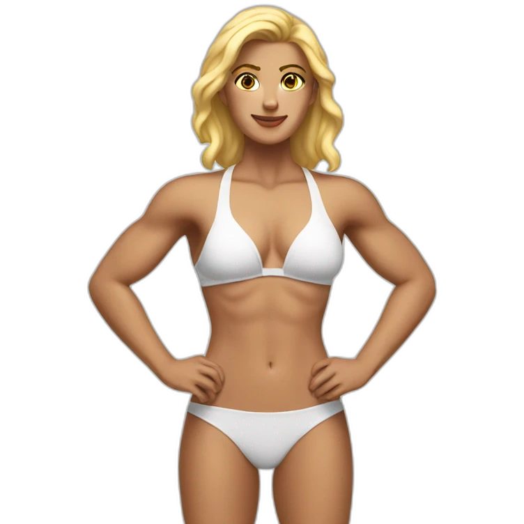 Muscular white woman bikini emoji