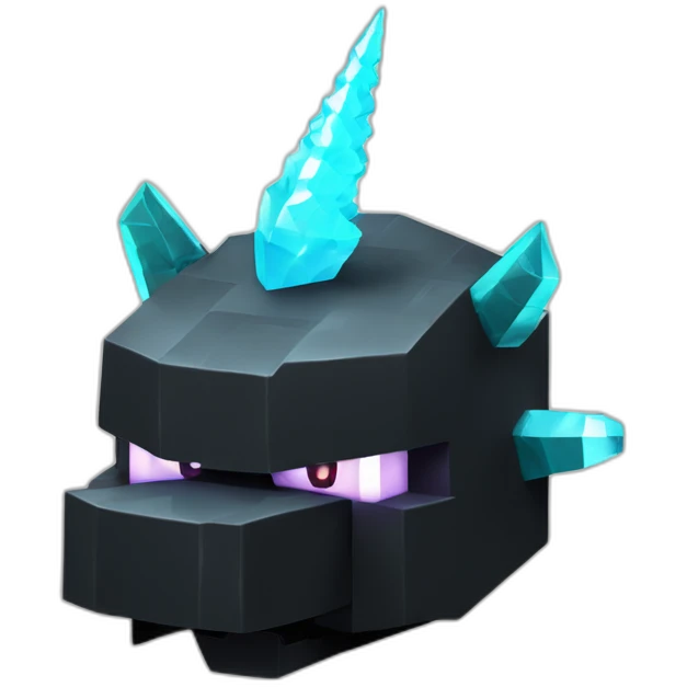 Minecraft Black Godzilla Head With Diamond Unicorn Horn and Lazer Eyes emoji