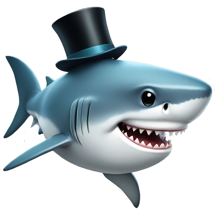 Shark with a top hat emoji