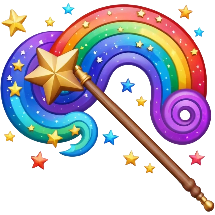 Rainbow starry galaxy magic wand emoji