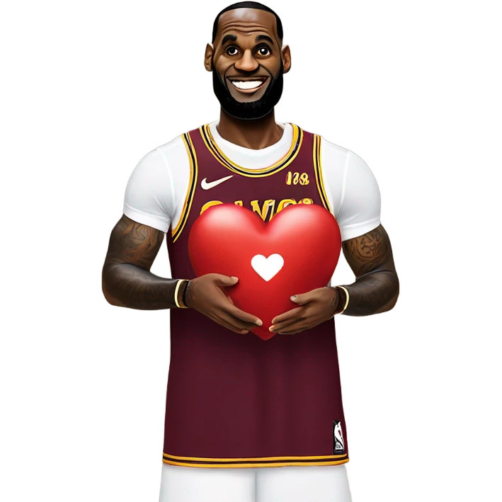 LeBron James holding a heart emoji