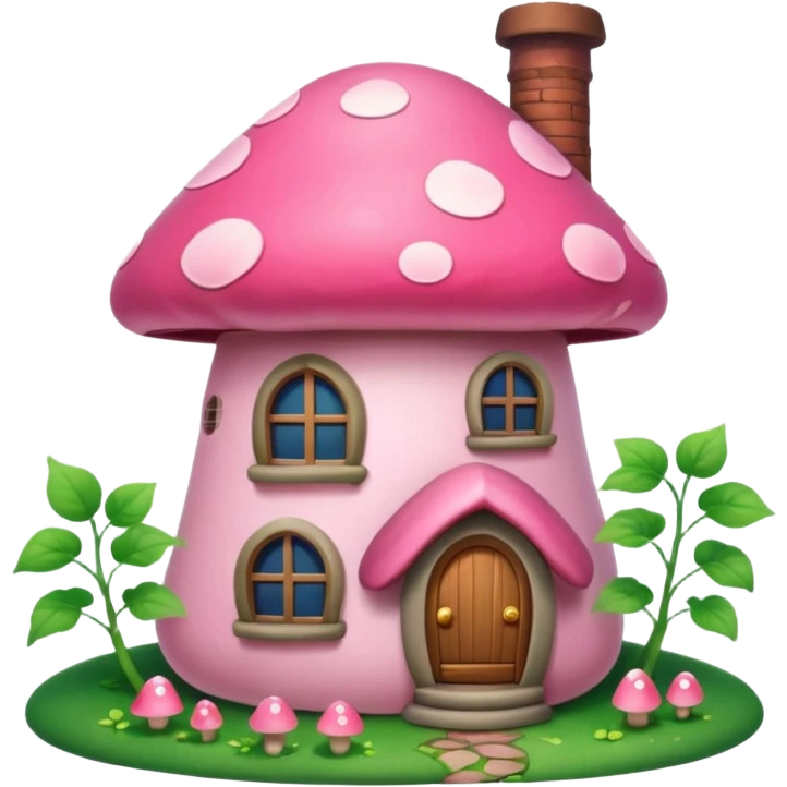 Pink girly mushroom house covered in vines emoji