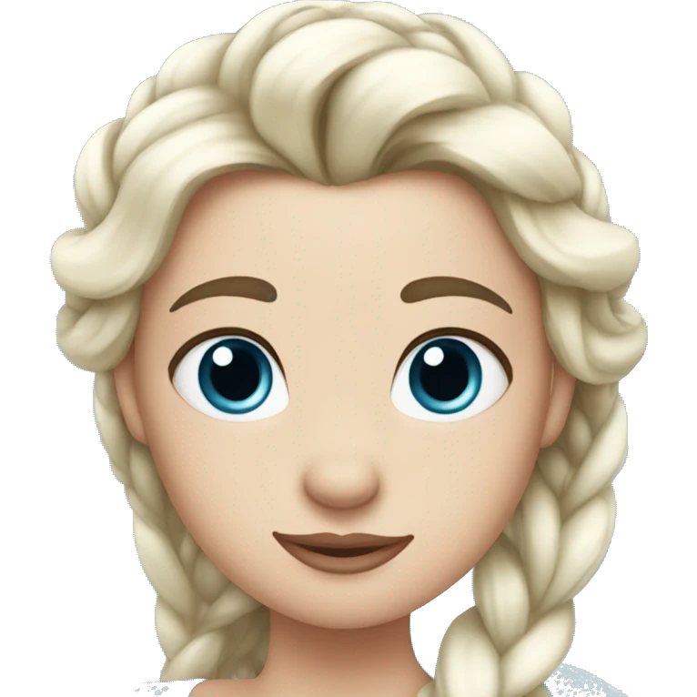 duck with hair like Elsa from frozen, white braids, blue eyes emoji