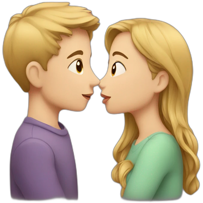 girl kisses boy emoji