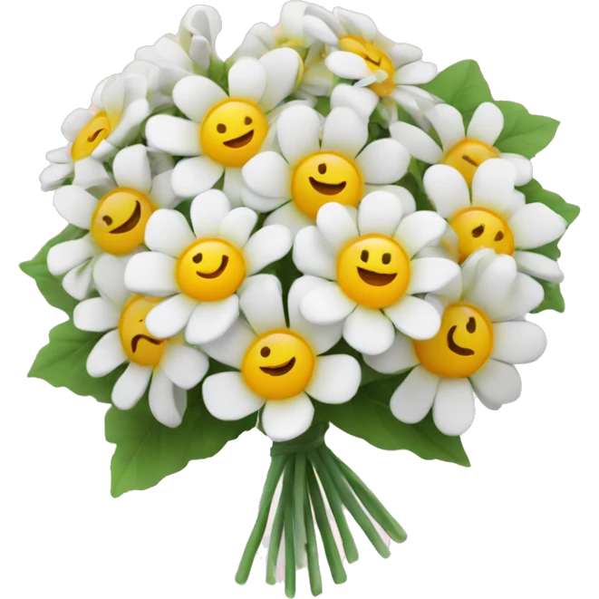 flower boquet with white hearts emoji