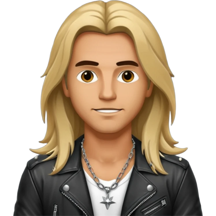 a rockstar wearing necklace, leather jacket emoji