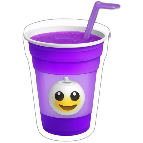 purple drink in a plastic white cup with a bell inside it emoji